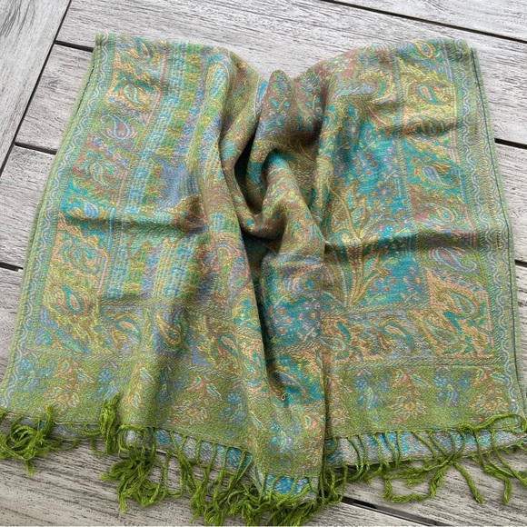 Colorful Cashmere Paisley Scarf Wrap - Picture 1 of 6